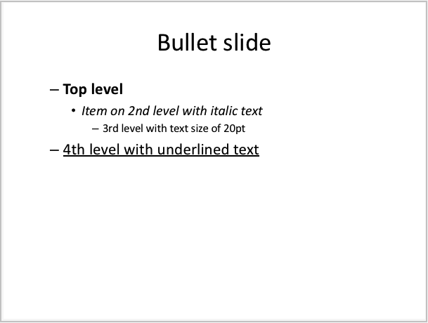 Example of bullet slide generated by LibPptx