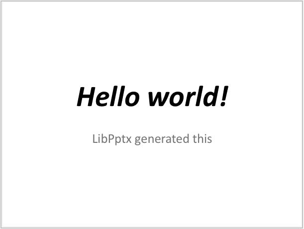 Example of title slide generated by LibPptx
